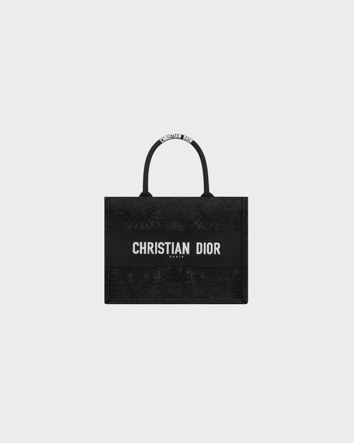 CHRISTIAN DIOR Medium Dior Book Tote Toile de Jouy Soleil Macrame Embroidery | 迪奧 手提袋 (中碼/Black)
