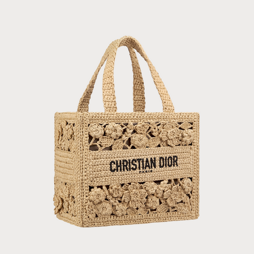 CHRISTIAN DIOR Small Dior Book Tote Raffia(Natural)