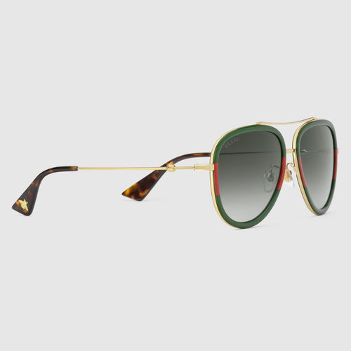 GUCCI Aviator Metal Sunglasses | Gucci Sunglasses (Green)