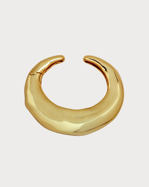 ALEXIS BITTAR Large Molten Hinged Cuff Gold 14k Gold Plated Brass(Large/Gold)