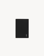 YSL SAINT LAURENT Men's Tiny Cassandre Passport Holder In Matte Leather | Saint Laurent Men's Passport Holder (Black)