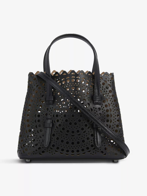 ALAIA Mina 20 Laser - Cut Leather Tote Bag Noir | 手袋 (黑色) - LondonKelly 英國名牌代購