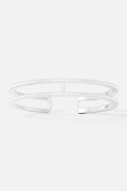 APM MONACO AB5122OX Double Line Pave Cuff | 雙排鑲石手鐲 (銀色) - LondonKelly 英國名牌代購