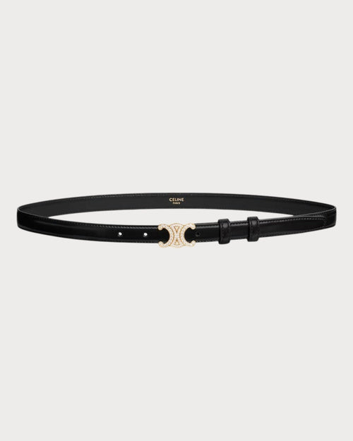 CELINE Small 18MM Triomphe Belt with Strass in Taurillon Leather | 賽琳 皮帶 (黑色) - LONDONKELLY 英國名牌代購
