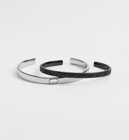 CHRISTIAN DIOR Men's Dior Oblique Bangle Set | 迪奧 手鐲 (黑銀色) - LONDONKELLY 英國名牌代購
