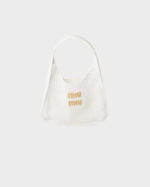 MIU MIU Woven Fabric Hobo Bag | 繆繆 草編袋 (White)
