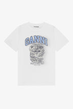 GANNI White Relaxed Jersey Kitty T-shirt | 短袖貓貓T恤 (白色) - LondonKelly 英國名牌代購