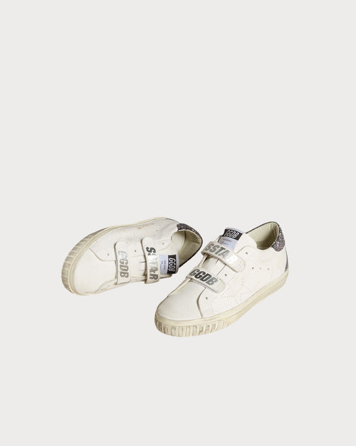 GOLDEN GOOSE Bio - based Old School with perforated star and glitter heel tab | 黃金鵝 Bio - based Old School 搭配鏤空星星與亮片後跟標籤(白色) - LondonKelly 英國名牌代購