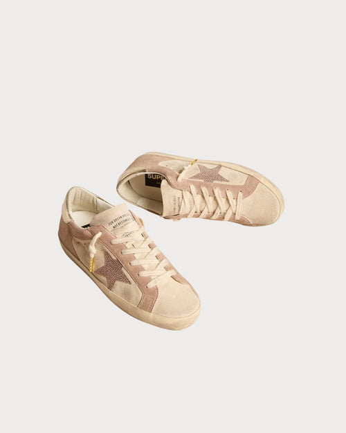 GOLDEN GOOSE Woman's Super - Star in pale pink suede with suede star and platinum heel tab | 黃金鵝 女款 Super - Star 淡粉色麂皮款,搭配麂皮星星與鉑金色後跟標籤(淡粉色) - LondonKelly 英國名牌代購