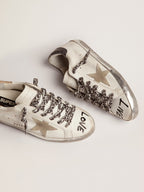 GOLDEN GOOSE Women's Super - Star in white leather with gray suede star | 金鵝 女款 Super - Star 白色皮革搭配灰色麂皮星星(白色) - LondonKelly 英國名牌代購