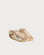GOLDEN GOOSE Women’s Super - Star sneakers in pink suede with silver metallic leather star | 黃金鵝 女款 Super - Star 粉色麂皮球鞋,搭配銀色金屬皮革星星(粉色與米色) - LondonKelly 英國名牌代購
