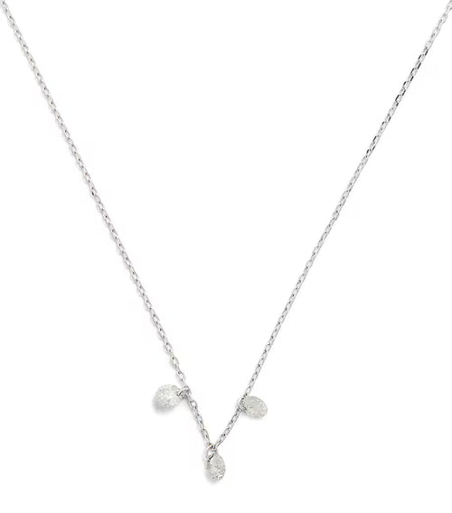 PERSEE White Gold and Diamond 3 - Stone Danae Necklace | 白金鑽石3顆石達娜伊項鍊 (白金) - LondonKelly 英國名牌代購