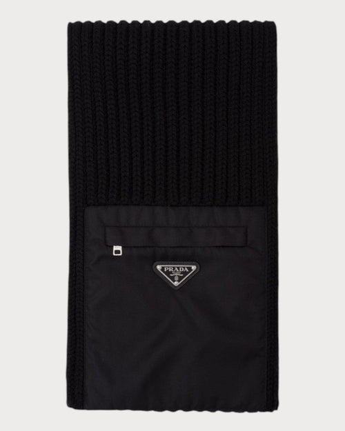 PRADA UMS354 Men's Re - Nylon Gabardine and Wool Scarf | 普拉達 男仕頸巾 (黑色) - LONDONKELLY 英國名牌代購