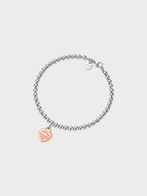 TIFFANY & CO. Heart Tag Bead Bracelet 4mm(Silver/Rose Gold) - LONDONKELLY 英國名牌代購