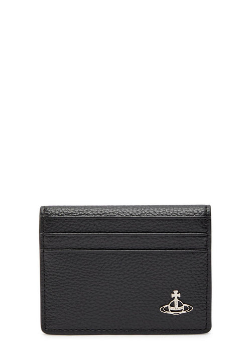 VIVIENNE WESTWOOD Men's Orb Faux Grained Leather Card Holder | 西太后 男仕卡套銀包 (黑色) - LondonKelly 英國名牌代購