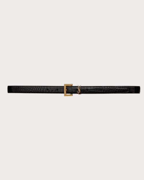 YSL SAINT LAURENT Thin Belt with Square Buckle | 聖羅蘭 皮帶 (黑色)