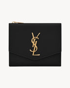 YSL SAINT LAURENT Uptown Compact Wallet In Grain Leather | 聖羅蘭 銀包 (黑色) - LONDONKELLY 英國名牌代購