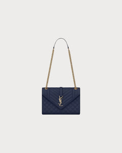 YSL Envelope MEDIUM Grain Leather Chain bag (Many Colours) - LONDONKELLY