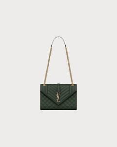 YSL Envelope MEDIUM Grain Leather Chain bag (Many Colours) - LONDONKELLY