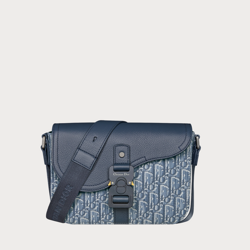 CHRISTIAN DIOR (M) Saddle Messenger Bag with Flap Calfskin(Small/Blue)