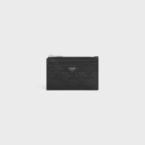 CELINE Men's Zipped Card Holder In Calfskin With Triomphe Embossed | 賽琳 男仕卡套 (黑色)