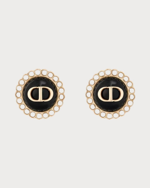 CHRISTIAN DIOR Petit CD Baroque Stud Earrings Gold-Finish Metal | Dior Earrings (Multicolor) 
