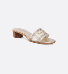 CHRISTIAN DIOR Women's Dior Or D-Lane Heeled Slide | Dior high-heeled sandals (multi-color)