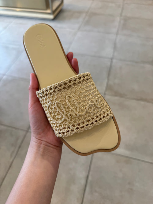 CHLOE Western Slides Raffia(Natural Brown)