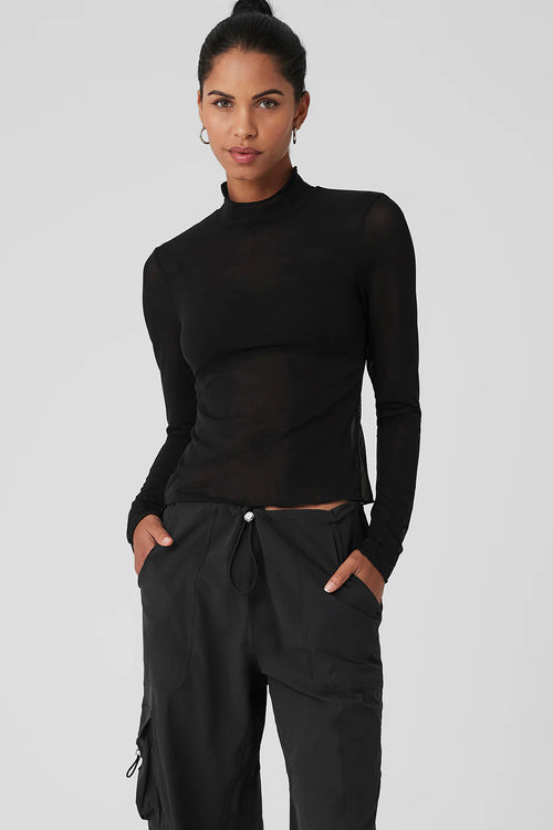 ALO YOGA Mesh Sheer Illusion Mock Neck Long Sleeve | 網眼透膚高領長袖上衣 (多色)