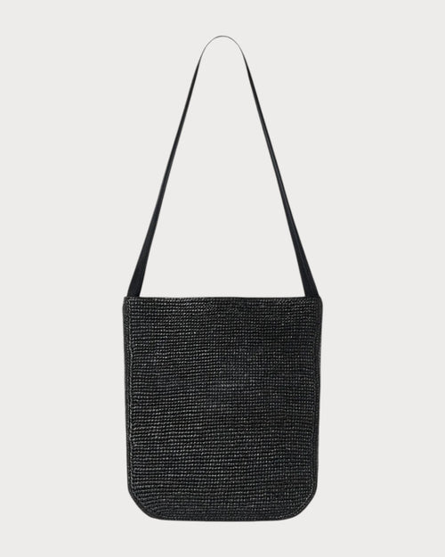 THE ROW Lori canvas-trimmed raffia tote(Black)