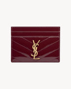YSL SAINT LAURENT Cassandre Matelasse Card Case In Patent Leather | SAINT LAURENT Card Holder (Burgundy)