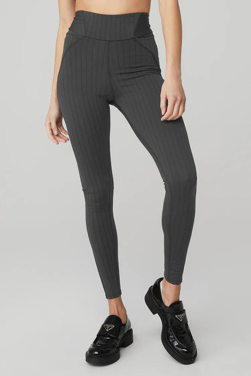 ALO YOGA Pinstripe Jacquard Extreme High - Waist Legging | 細條紋提花超高腰緊身褲 (煤灰色) - LondonKelly 英國名牌代購