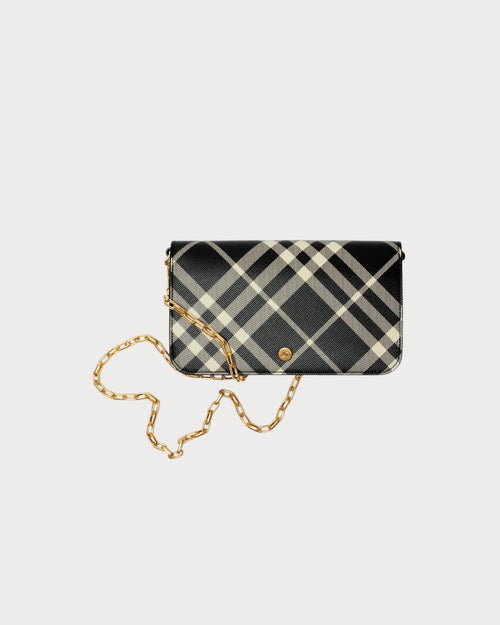 BURBERRY Check Chain Strap Wallet Black | 博柏利 銀包連鏈帶 (黑色) - LondonKelly 英國名牌代購