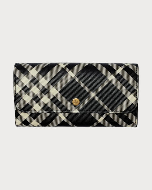 BURBERRY Check Continental Wallet Black/Calico | 博柏利 長銀包 (黑白色) - LONDONKELLY 英國名牌代購