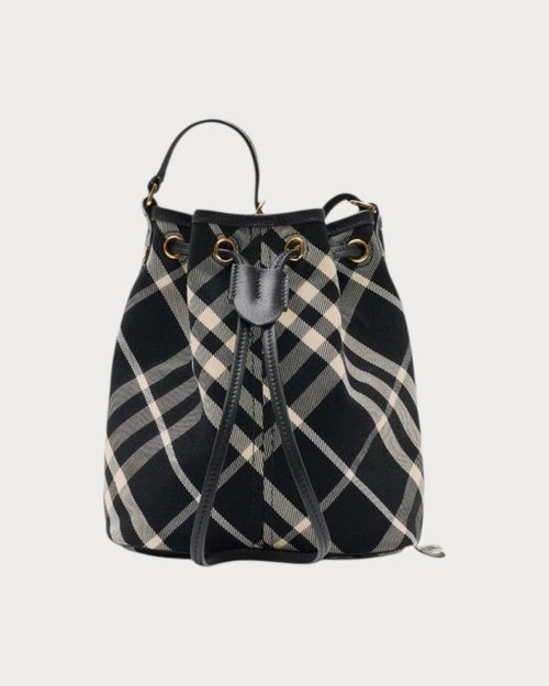 BURBERRY Mini Check Bucket Bag Black | 博柏利 迷你水桶袋 (黑色) - LONDONKELLY 英國名牌代購