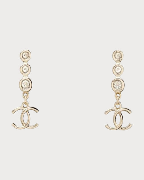 Chanel ABF862 CC Crystal Clip - on Earrings | 香奈兒 金色CC水晶夾式耳環 - LONDONKELLY 英國名牌代購