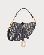CHRISTIAN DIOR Mini Saddle Bag with Strap | 迪奧 馬鞍袋 (迷你/藍色老花) - LONDONKELLY