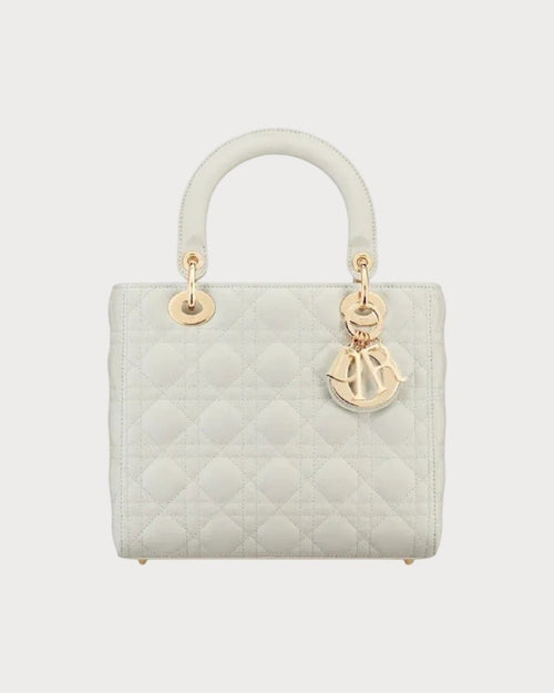 CHRISTIAN DIOR Medium Lambskin Lady Dior Bag | 迪奧 手袋 (White)