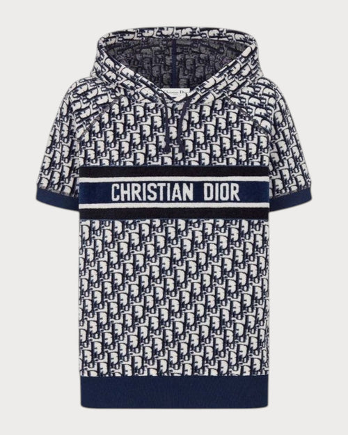 CHRISTIAN DIOR Oblique Hooded Sweatshirt | 迪奧 老花短袖連帽上衣 (藍色)