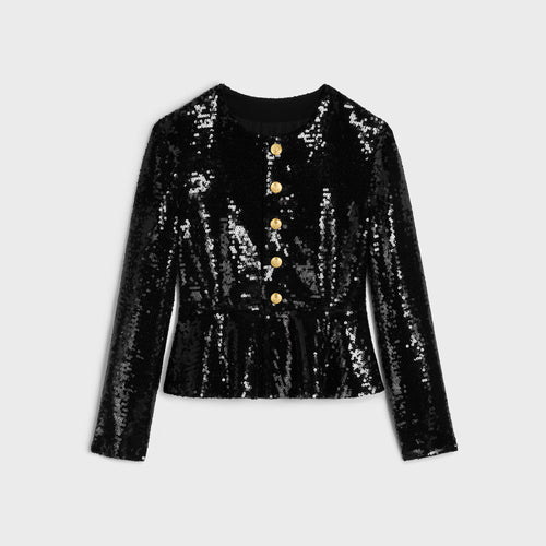 CELINE Embroidered Chelsea Jacket in Silk Muslin | 賽琳 絲綢棉紗刺繡切爾西外套（黑色）