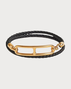 HERMES Roulis Double Tour Bracelet | 愛馬仕 手帶 (Black/金色)