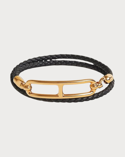 HERMES Roulis Double Tour Bracelet | 愛馬仕 手帶 (Black/金色)