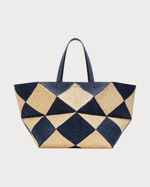 LOEWE Men's XXL Puzzle Fold Tote in Raffia | 羅意威 男仕草編袋 (藍色) - LONDONKELLY 英國名牌代購