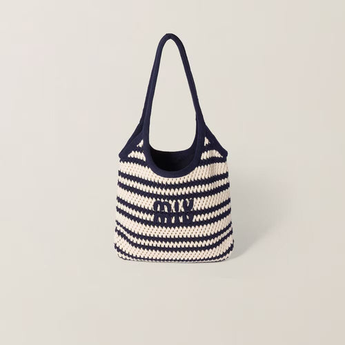 MIU MIU Ivy Crochet Tote Bag | 繆繆 草編袋 (藍白色) - LondonKelly 英國名牌代購
