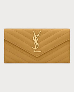 YSL Cassandre Matelasse LARGE Flap Grain Leather Wallet (Many Colours) - LONDONKELLY