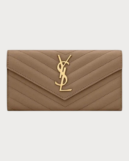 YSL Cassandre Matelasse LARGE Flap Grain Leather Wallet (Many Colours) - LONDONKELLY