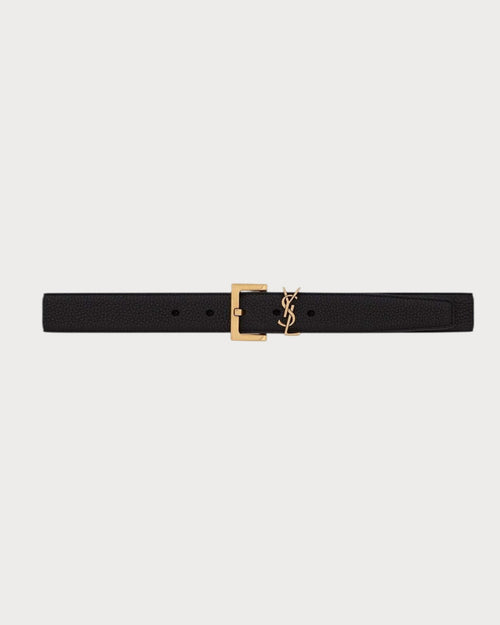 YSL SAINT LAURENT Cassandre Belt with Square Buckle | 聖羅蘭 皮帶 (黑色)