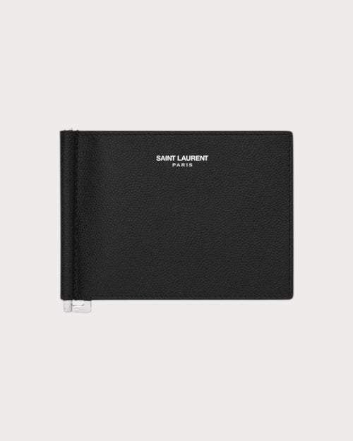 YSL SAINT LAURENT Men's Saint Laurent Paris Bill Clip Wallet In Grain Leather | 聖羅蘭 男仕銀包 (黑色) - LONDONKELLY 英國名牌代購