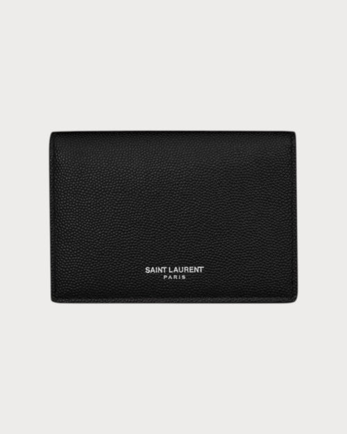 YSL SAINT LAURENT Men's Saint Laurent Paris Business Card Holder With Flap In Grain Leather | 聖羅蘭 男仕卡套銀包 (黑色) - LONDONKELLY 英國名牌代購